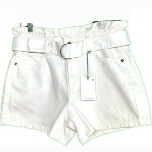 Hidden White Denim Belted Shorts